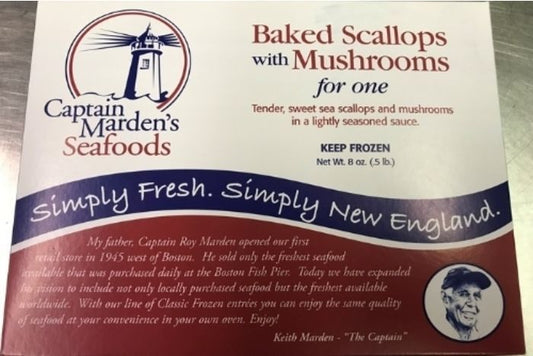 Frozen Baked Scallops with Mushrooms For One